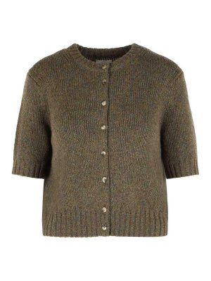 KHAITE: cardigans - nora' green cashmere cardigan