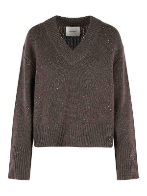 LISA YANG: Strickpullover mit Rundhalsausschnitt - Rundhalspullover - Braun