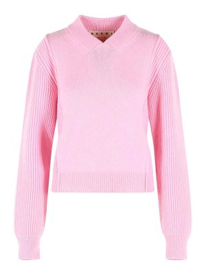 Marni: Strickpullover mit Rundhalsausschnitt - Rundhalspullover - Rosa