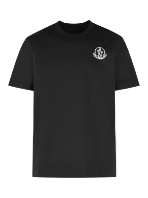 MONCLER: t-shirts - Black cotton t-shirt