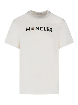 MONCLER: t-shirts - White cotton t-shirt