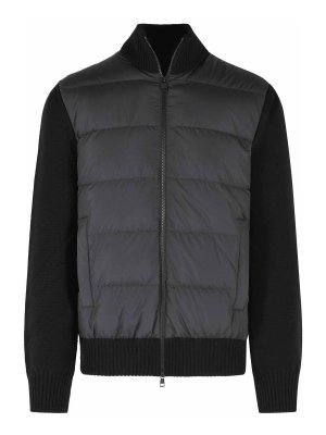 MONCLER: cardigans - tricot' black virgin wool cardigan