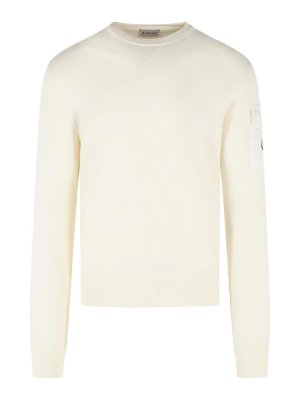 MONCLER: Sweatshirts & Sweaters - tricot' ivory white virgin wool sweatshirt