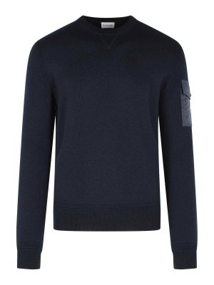 MONCLER: Sweatshirts & Sweaters - tricot' blue virgin wool sweatshirt