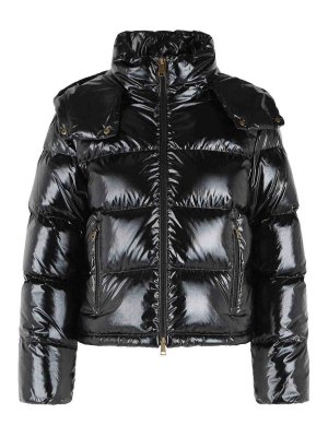 MONCLER: giacche imbottite - piumino 'niveole' in poliammide nero lucido