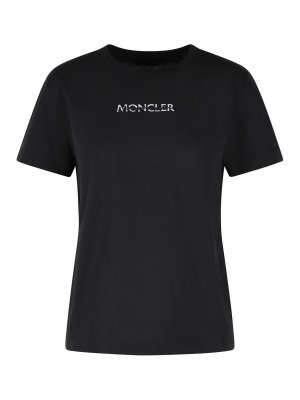 MONCLER: t-shirts - Black cotton t-shirt