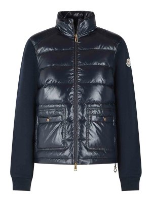MONCLER: giacche imbottite - Giacca imbottita in misto cotone blu