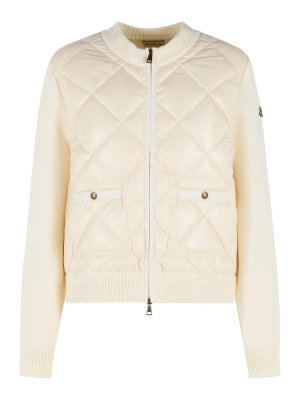 MONCLER: cardigan - cardigan in cotone panna 'tricot'