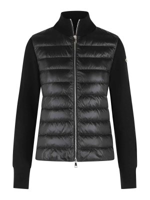 MONCLER: cardigan - cardigan 'tricot' in lana vergine nera