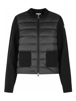 MONCLER: cardigan - cardigan 'tricot' in lana vergine nera