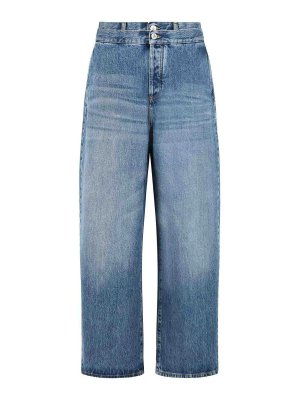 The Attico: straight leg jeans - Long blue denim jeans