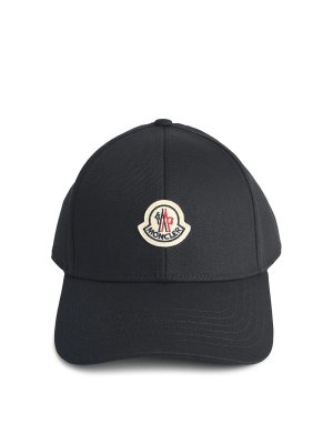 MONCLER: cappelli - Black cotton cap