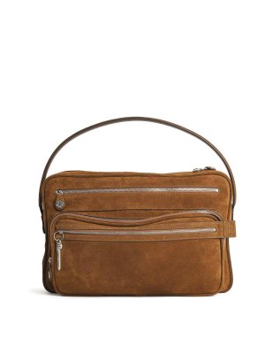 Acne Studios: shoulder bags - camero' brown cognac suede bag