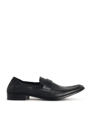 MM6 MAISON MARGIELA: Loafers & Slippers - Black 'swing-toe' leather moccasins
