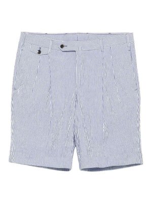 PT TORINO: Trousers Shorts - Pleated Seersucker Shorts