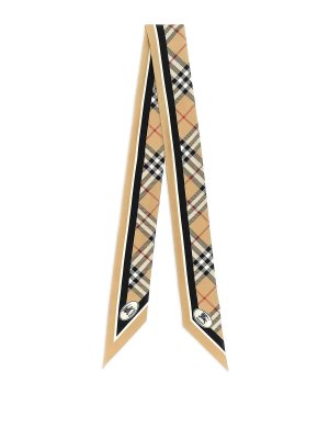BURBERRY: scarves - Skinny Check Silk Scarf