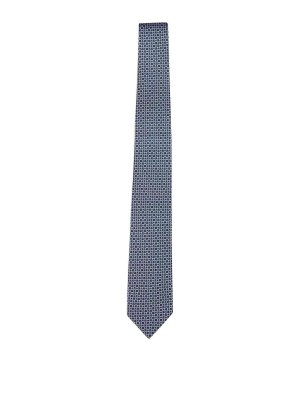 SALVATORE FERRAGAMO: ties & bow ties - Link Print Silk Tie