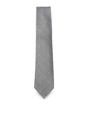 TOM FORD: ties & bow ties - Polka-Dot And Herringbone Pattern Silk Tie