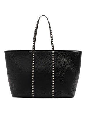 VALENTINO GARAVANI: totes bags - Rockstud Shopping Bag In Grainy Leather