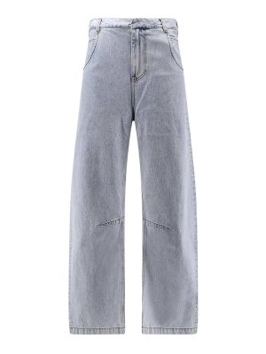ENTIRE STUDIOS: straight leg jeans - Gem cotton jeans with leather logo patch