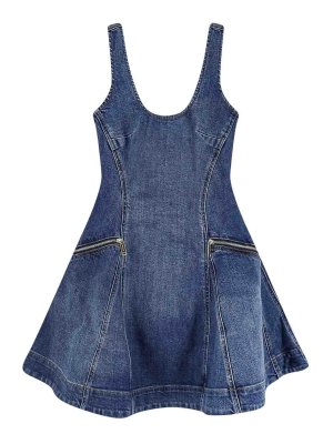 Self Portrait: flared jeans - Flared denim mini dress