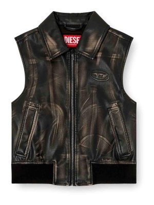 DIESEL: casual jackets - G-inko sleeveless jacket in eco-leather