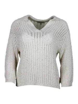 ANTONELLI FIRENZE: Suéteres con cuello pico - Suéter Cuello Redondo - Crema