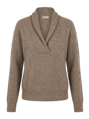 BRUNELLO CUCINELLI: Pull col rond - Pull Col Rond - Marron
