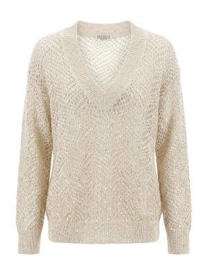 BRUNELLO CUCINELLI: Pull col rond - Pull Col Rond - Blanc