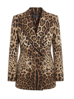DOLCE & GABBANA: giacche blazer - Blazer doppiopetto con stampa leopardata