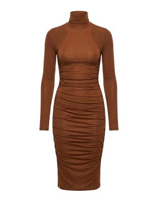 ELISABETTA FRANCHI: ニーレングスドレス - 膝丈ドレス - ブラウン