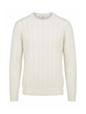 MALO: Strickpullover mit Rundhalsausschnitt - Rundhalspullover - Weiß