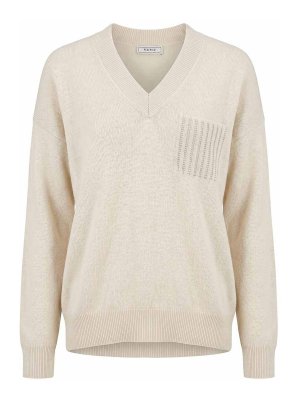 PESERICO: Strickpullover mit V-Ausschnitt - V-Pullover - Beige