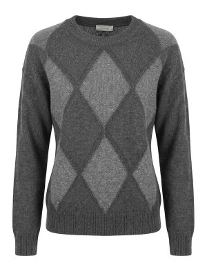 PESERICO: Strickpullover mit Rundhalsausschnitt - Rundhalspullover - Grau