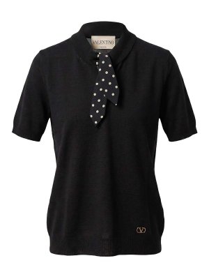 VALENTINO GARAVANI: Strickpullover mit Rundhalsausschnitt - Rundhalspullover - Schwarz