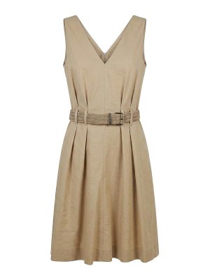 BRUNELLO CUCINELLI: Knielange Kleider - Knielanges Kleid - Beige