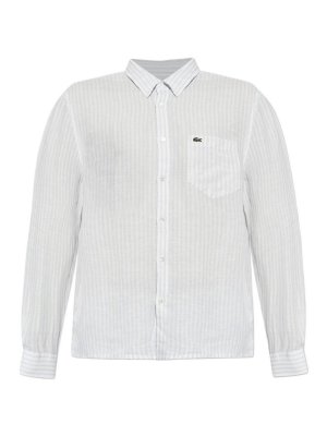 LACOSTE: shirts - Regular Fit Striped Linen Shirt