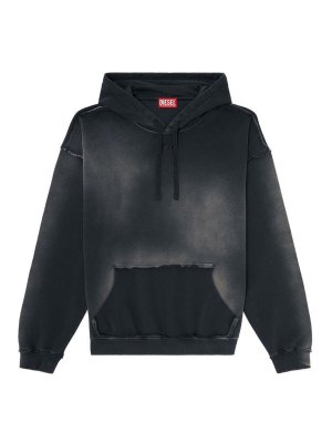 DIESEL: Sweatshirts & Sweaters - Faded Cotton Hoodie With Frayed Details