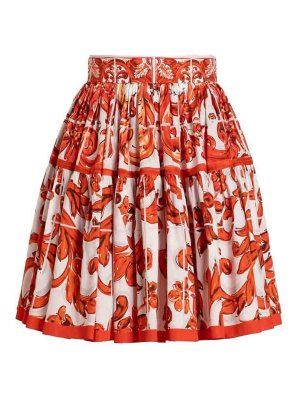 DOLCE & GABBANA: mini skirts - Majolica-Print Poplin Short Skirt