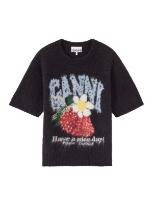 GANNI: T-shirts - T-Shirt - Schwarz