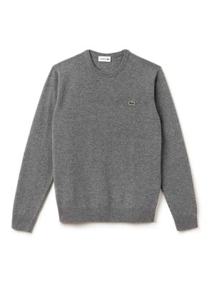 LACOSTE: Strickpullover mit Rundhalsausschnitt - Rundhalspullover - Grau