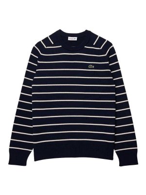 LACOSTE: Strickpullover mit Rundhalsausschnitt - Rundhalspullover - Blau