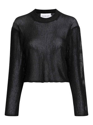 CALVIN KLEIN: Strickpullover mit Rundhalsausschnitt - Rundhalspullover - Schwarz