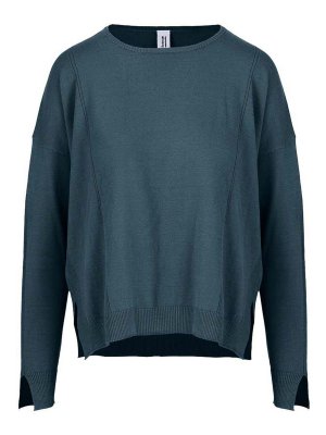 BOMBOOGIE: Strickpullover mit Rundhalsausschnitt - Rundhalspullover - Blau