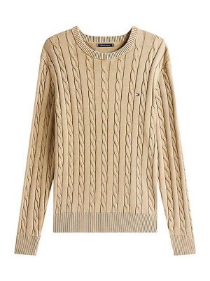 TOMMY HILFIGER: Strickpullover mit Rundhalsausschnitt - Rundhalspullover - Beige