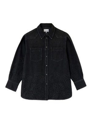 GANNI: Camisas - Camisa - Negro