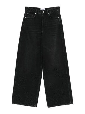 GANNI: Jeans Rectos - Vaqueros Rectos - Negro