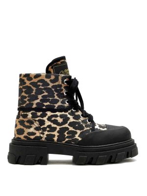 GANNI: boots - Cleated Denim Trail