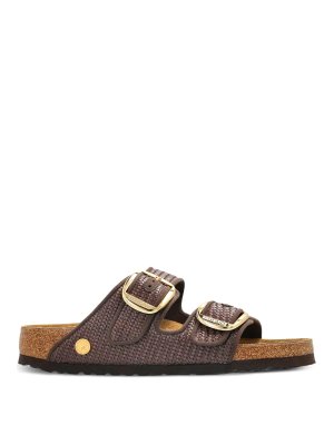 BIRKENSTOCK: sandali - Rafia Arizona con fibbia grande - Calz S