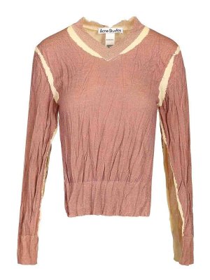 Acne Studios: Suéteres con cuello pico - Suéter Cuello Redondo - Rosado